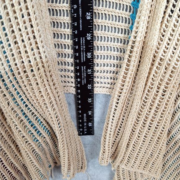 Womens Cardigan Medium Boho Crochet Fringe Hippie Festival‎ Asymmetrical Duster - Picture 4 of 7